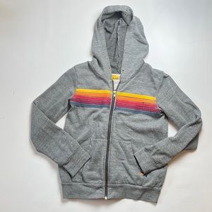 Aviator Nation Girls 5 Stripe Grey Zip-Up Size: 14